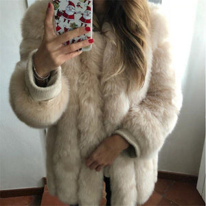 Women Winter Fluffy Faux Fur Coat High Quality Thick Imitated Fox Fur - Free shipping