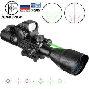 Fire Wolf 4-12x 50mm Scope.  Red/green laser option. - Free Shipping