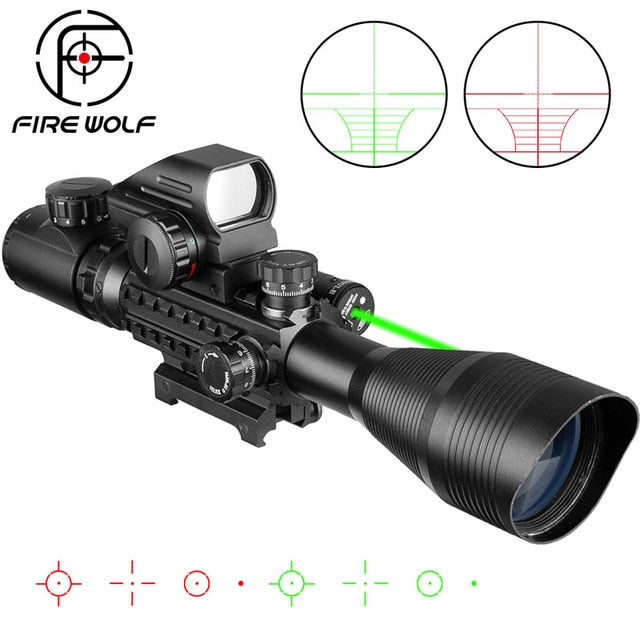 Fire Wolf 4-12x 50mm Scope.  Red/green laser option. - Free Shipping