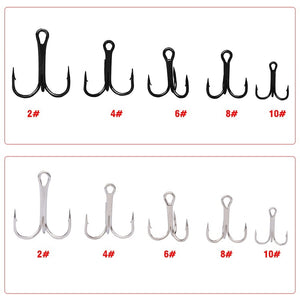 50 Pack of High Carbon Steel Treble Hooks - Free Shipping