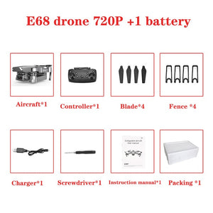 E68 Drone HD wide angle WIFI 720P, 1080P, or 4K - Free Shipping