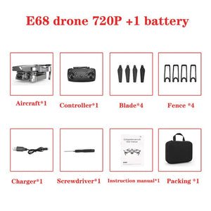 E68 Drone HD wide angle WIFI 720P, 1080P, or 4K - Free Shipping